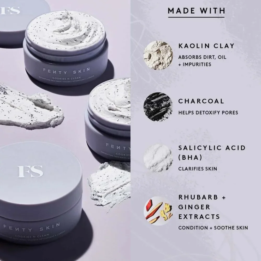 FENTY SKIN COOKIES N CLEAN WHIPPED CLAY PORE DETOX FACE MASK w/ SALICYLIC ACID